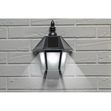 Aplique solar led, luz fria/efecto llama, ip44, negro