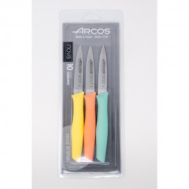 Cuchillos mondadores serie nova colores surtidos, blister 3 uds