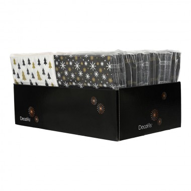 Servilletas de papel estampadas dorado, negro y blanco 33 x 33 cm