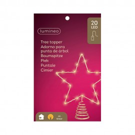 Adorno estrella para árbol navidad, dorada, 20 led, 23 x 6 x 25,5 cm