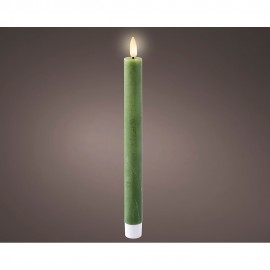Vela de cera led color verde ø2,20 x 24,50 cm. pack 2 uds