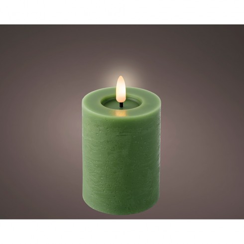 Vela de cera led color verde, ø7 x 11,2 cm