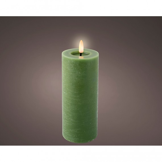 Vela de cera led color verde, ø7 x 19 cm