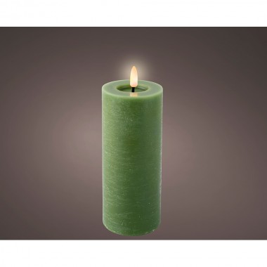 Vela de cera led color verde, ø7 x 19 cm