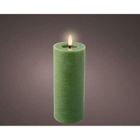Vela de cera led color verde, ø7 x 19 cm
