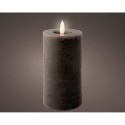 Vela de cera led gris, superficie rústica, ø7 x 15 cm