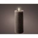 Vela de cera led gris, superficie rústica, ø7 x 19 cm