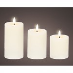 Vela de cera led color crema, ø7 x 15 cm, 3 unidades