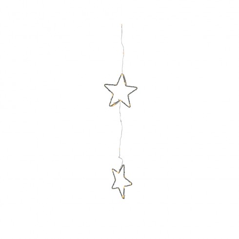 Cortina de led con estrellas para exterior color plateado