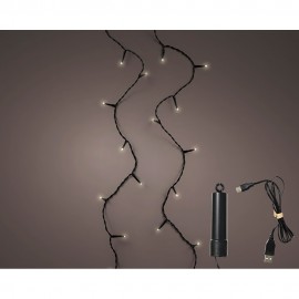 Guirnalda led multifunción exterior con bateria 100 led luz cálida con cable negro 7,4 m
