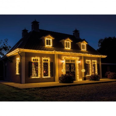 Guirnalda led compact connect (interconectable) multifunción 500 leds luz cálida con efecto intermitente cable verde exterio ...
