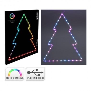 Arbol de navidad con 41 led rgb 48 x 60 cm