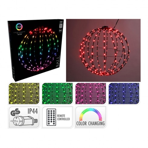 Bola metalica plegable, con 168 led rgb ø40 cm
