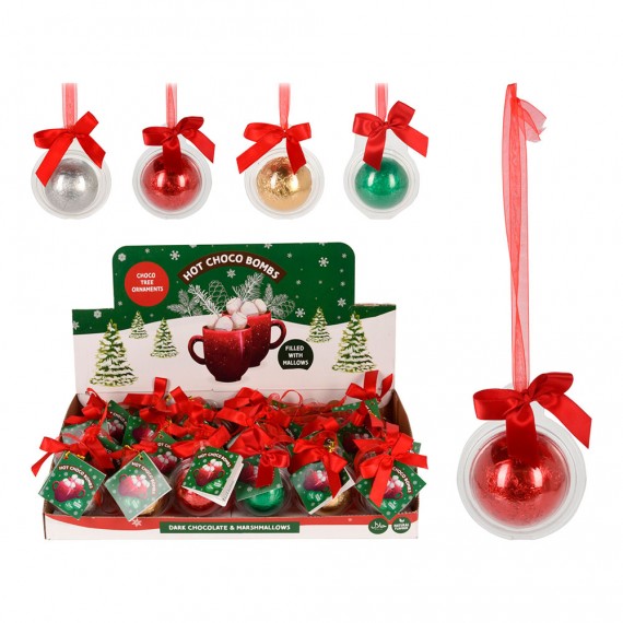 Bola de plastico y cinta, contiene un chocolate, colores surtidos