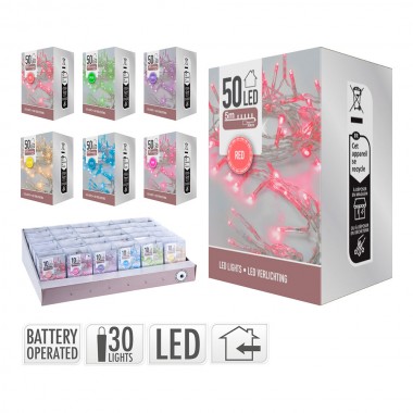 Guirnalda 10 led colores pasteles 5 m, colores surtidos