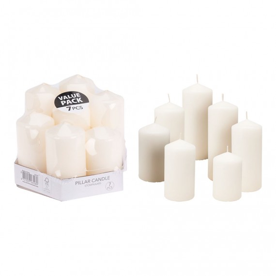 Velas blancas de diferentes medidas 7 uds