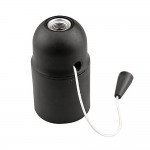 Portalamparas roscado liso con tirador e27 negro