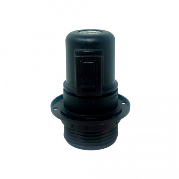 Portalámparas e27 con interruptor semiroscado con arandela 2 a 250 v negro