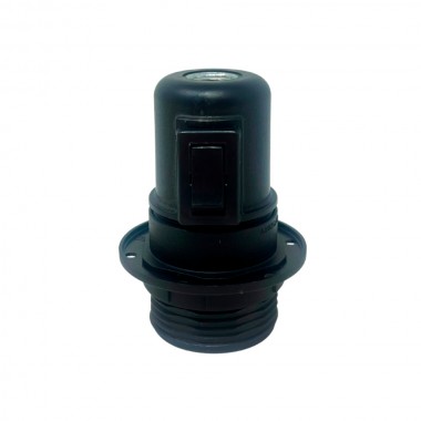 Portalámparas e27 con interruptor semiroscado con arandela 2 a 250 v negro