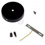 Kit florón metal ø120 x 25 mm, agujero central de 10 mm, con prensaestopa plástico, negro mate