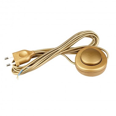 Interruptor eléctrico de pié con cable, 2,5 a 250 v, 3 m, oro