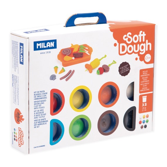 Maletín pasta blanda soft dough 8 botes 59 g con herramientas de barbacoa