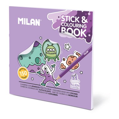 Cuaderno con adhesivos para colorear alien invasion