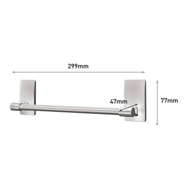 Barra toallero, níquel satinado, 299 x 77 x 47 mm, 1 ud + 4 tiras, máx 1,3 kg