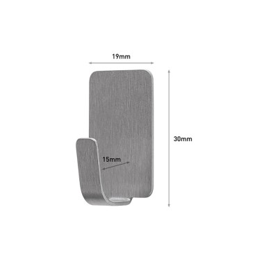 Gancho de acero inoxidable, pequeño, 19 x 30 x 15 mm, 4 uds + 5 tiras, máx 225 gr