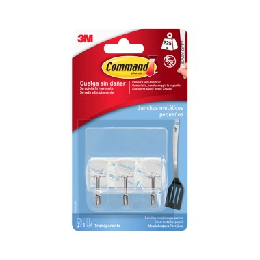 Ganchos transparentes pequeños con punta de alambre con tiras transparentes, 3 uds + 4 tiras, max 225 gr