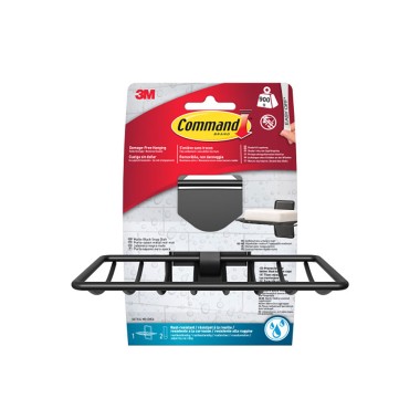 Jabonera para baño, negro mate, 1 ud + 2 tiras, máx 900 gr