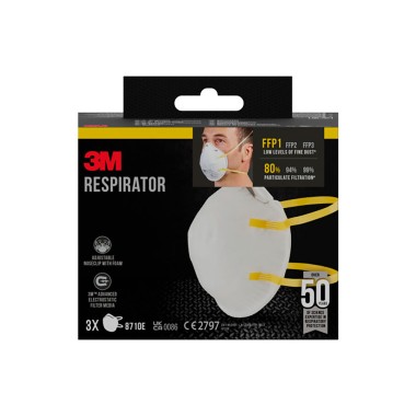 Mascarilla para partículas 8710e, sin válvula, ffp1, 3 uds
