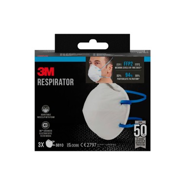 Mascarilla para partículas 8810, sin válvula, ffp2, 3 uds