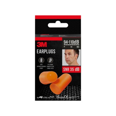 Tapones para los oídos (94-110 db). snr: 35 db, 8 uds (4 pares)