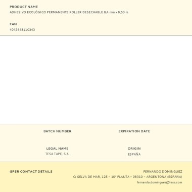 Adhesivo ecológico permanente roller desechable 8,4 mm x 8,50 m