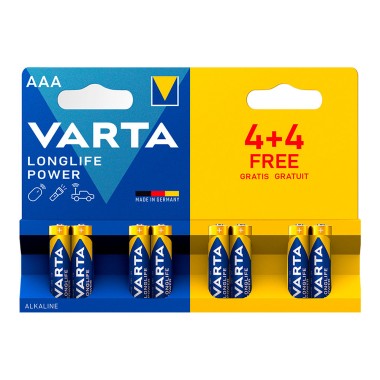 Pack 10 blisters pila alkalina longlife power aaa - lr03 (blíster 4+4 uds) ø10,5 x 44,5 mm