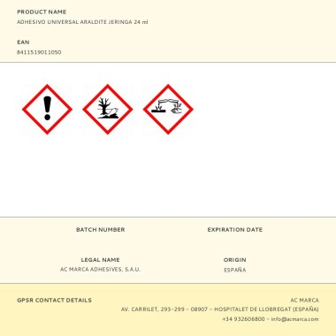 Adhesivo universal araldite jeringa 24 ml