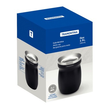 Recipiente para mate de acero inoxidable negro 240 ml
