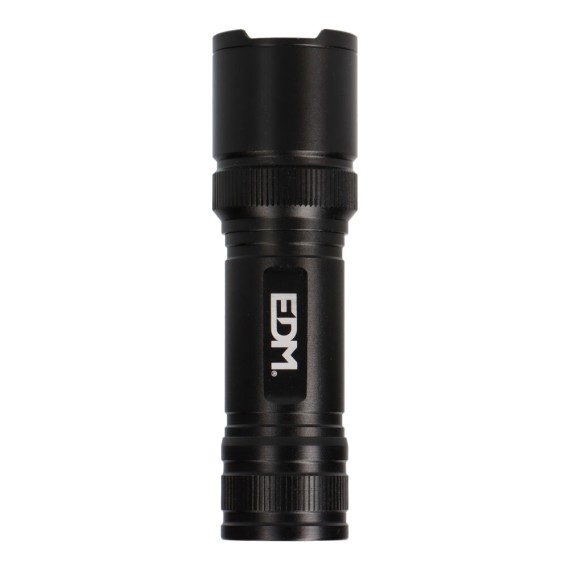 Linterna led táctica black grip 150 lm con zoom, 3 x aaa (incluidas), aluminio