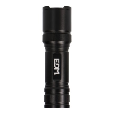 Linterna led táctica black grip 150 lm con zoom, 3 x aaa (incluidas), aluminio