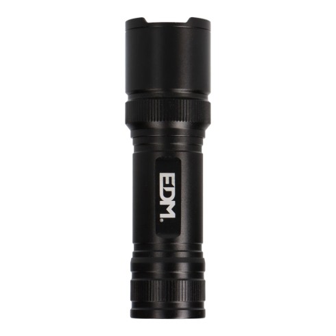 Linterna led táctica black grip 150 lm con zoom, 3 x aaa (incluidas), aluminio