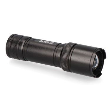 Linterna led táctica black grip 150 lm con zoom, 3 x aaa (incluidas), aluminio