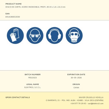 Disco de corte, acero inoxidable, metal, profi, ø115 x 1,6 x 22,2 mm