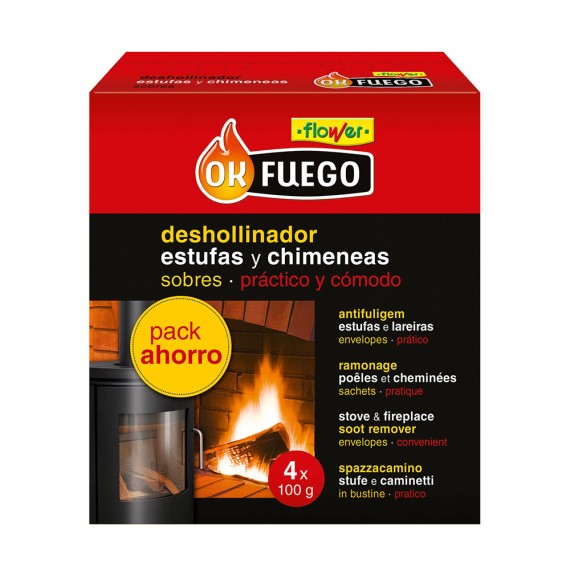 Deshollinador en sobres para estufas y chimeneas 4 uds x 100 g