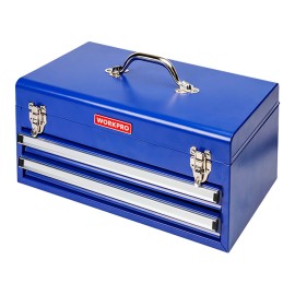 Caja de herramientas, metálica, 2 cajones, 46 x 24 x 22 cm