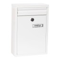 Buzón individual exterior, pequeño, zaguán, acero, blanco, 22 x 8 x 32 cm