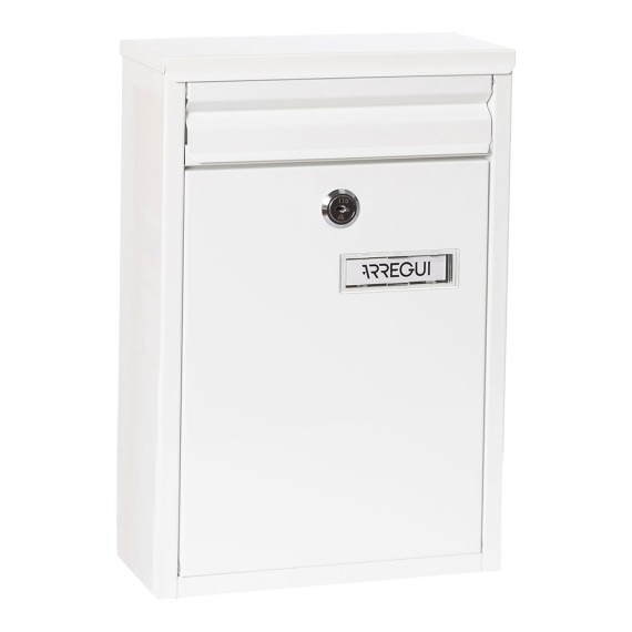 Buzón individual exterior, pequeño, zaguán, acero, blanco, 22 x 8 x 32 cm