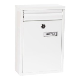 Buzón individual exterior, pequeño, zaguán, acero, blanco, 22 x 8 x 32 cm
