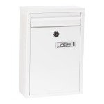 Buzón individual exterior, pequeño, zaguán, acero, blanco, 22 x 8 x 32 cm