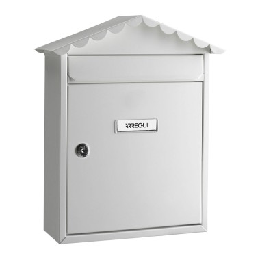 Buzón individual exterior, mediano, visit, acero, blanco, 30 x 11 x 36 cm